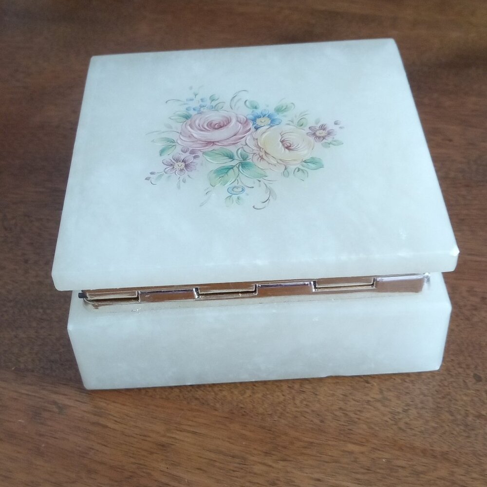 Vintage Alabaster Trinket Box